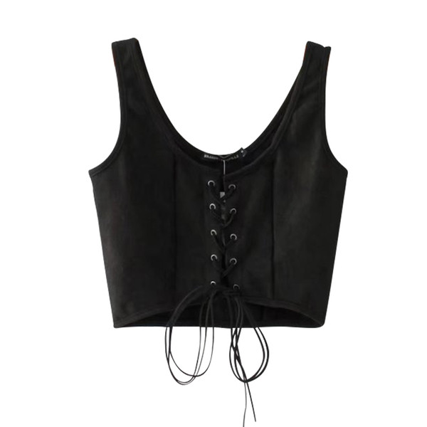 Стилен модерен дамски топ с връзки във два цвята