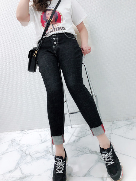 Ежедневни изчистени дамски дънки - голями размери