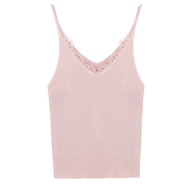 Maieu casual de damă, cu curea subțire și decolteu în V cu dantelă