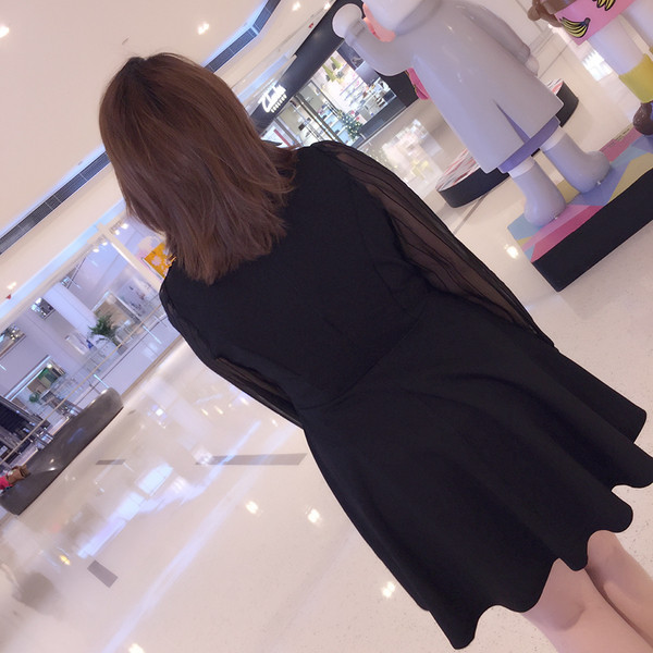 Rochie de dama croiala de seara cu maneci din dantela de culoare neagra, MASURI MAXI