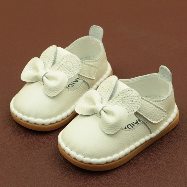 Пролетни детски обувки за момичета с панделка в три цвята