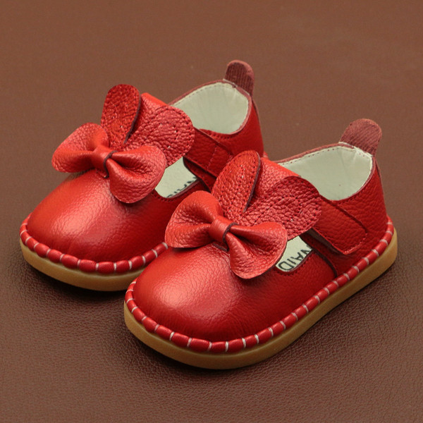 Пролетни детски обувки за момичета с панделка в три цвята