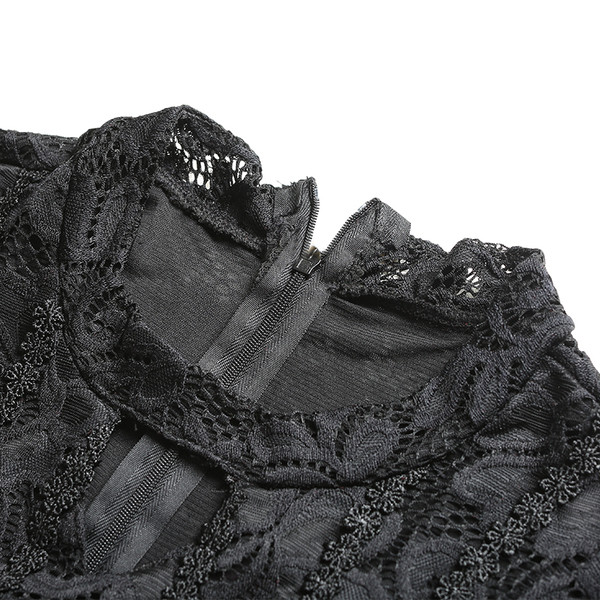 Елегантна дамска дантелена рокля с прозрачни ръкави в три цвята