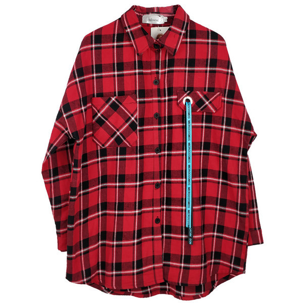 Cămașă casual damă în carouri de culoare roșie - mărime mare