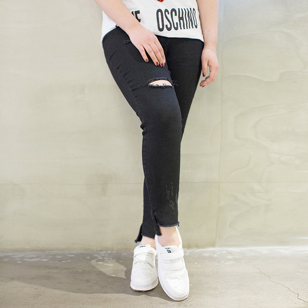 Pantaloni de dama simpli, potriviti pentru utilizarea de zi cu zi cu pete negre