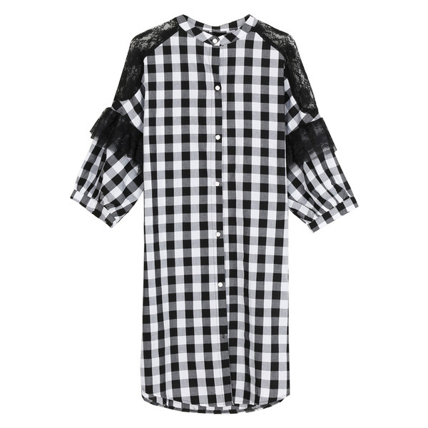 Rochie de dama moderna in carouri in stil liber in doua culori