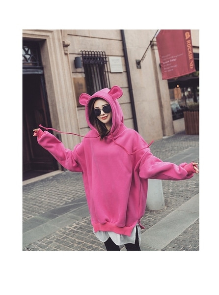 Hanorac de dama lat cu gluga in mai multe culori