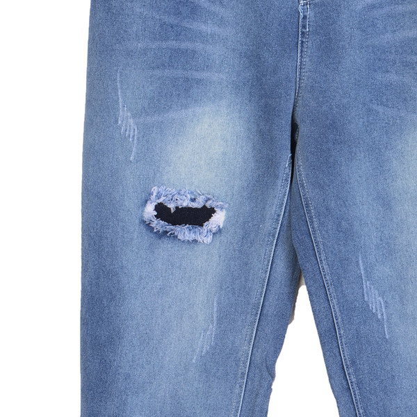 Γυναικεία τζιν με  υψηλή μέση και σχισμένα στοιχεία κατάλληλες για τη  καθημερινή ζωή σε δύο χρώματα