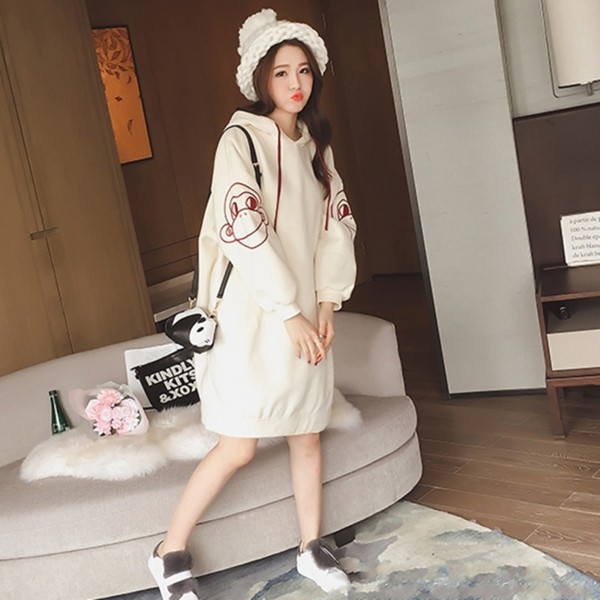 Αθλητικό μακρύ πουλόβερ για τις έγκυες γυναίκες με κουκούλα και εφαρμογές