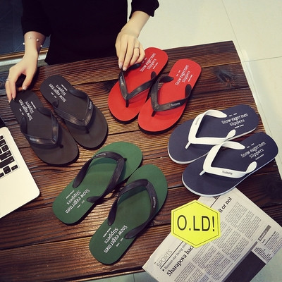 Summer men`s slippers with rubber straps through the toes in several colors