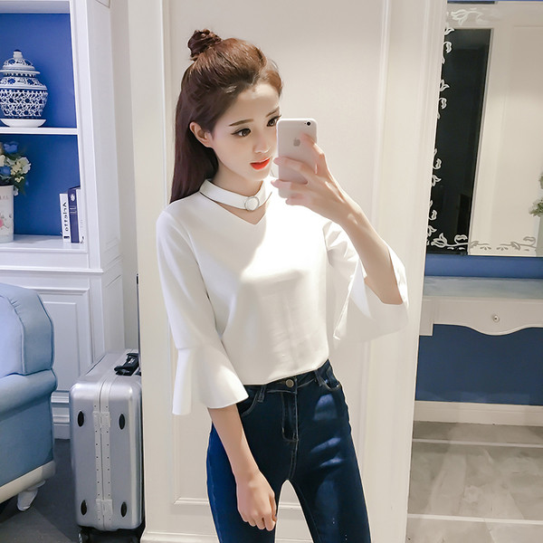 Cămașă elegantă de damă cu mâneci largi 3/4