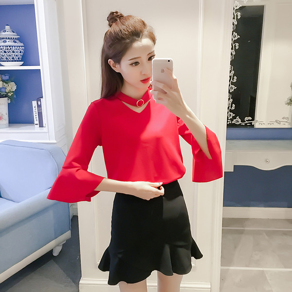 Cămașă elegantă de damă cu mâneci largi 3/4