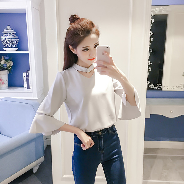 Cămașă elegantă de damă cu mâneci largi 3/4