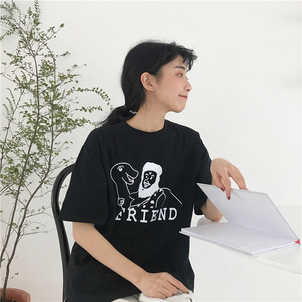 Bluză casual de damă cu mâneci largi 3/4 cu aplicație în alb și negru