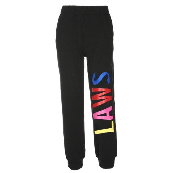 Pantaloni sport de damă într-un model gratuit cu inscripție colorată