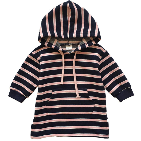 Rochie pentru copii cu gluga si cravate in doua culori