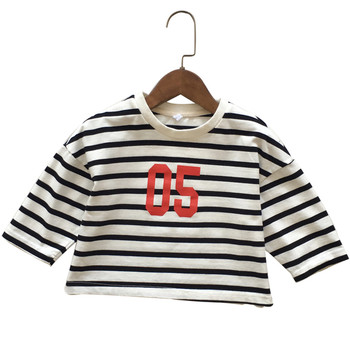 Παιδική μπλούζα με κολάρο σε σχήμα O και εκτύπωση σε δύο χρώματα