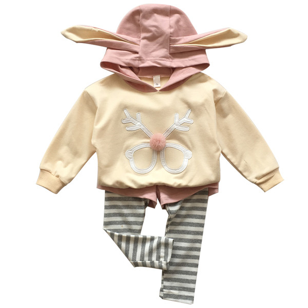 Σετ για κορίτσια σε τρία χρώματα με μπλούζα με ενδιαφέρουσα κουκούλα