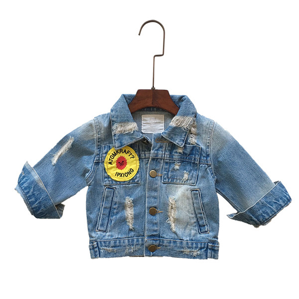 Geaca din blugi pentru fete cu imprimeu color si nasturi