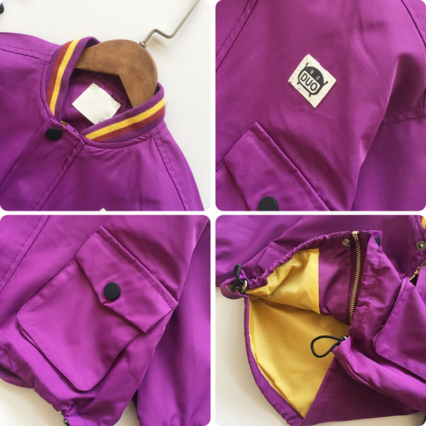 Geaca de copii pentru fete in doua culori cu inscriptie si buzunare