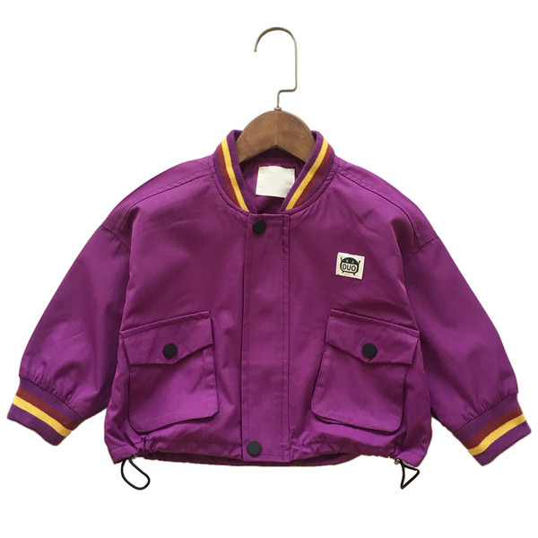 Geaca de copii pentru fete in doua culori cu inscriptie si buzunare