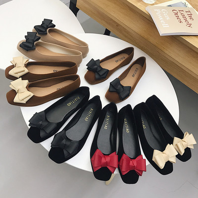 Стилни дамски,подходящи за ежедневие обувки с равна подметка и цветна панделка в няколко цвята