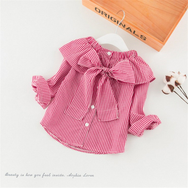 Stílusos gyerek kockás ing lányoknak két színben szalaggal