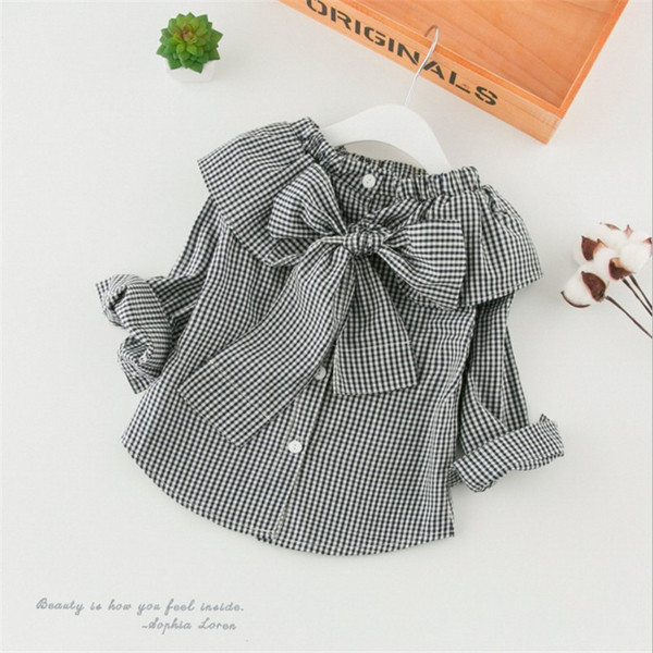 Stílusos gyerek kockás ing lányoknak két színben szalaggal