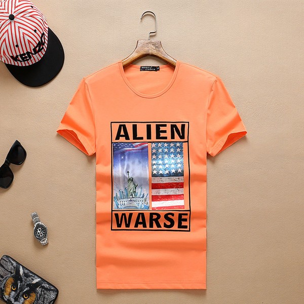 Nyári férfi póló két színben színes nyomattal és felirattal