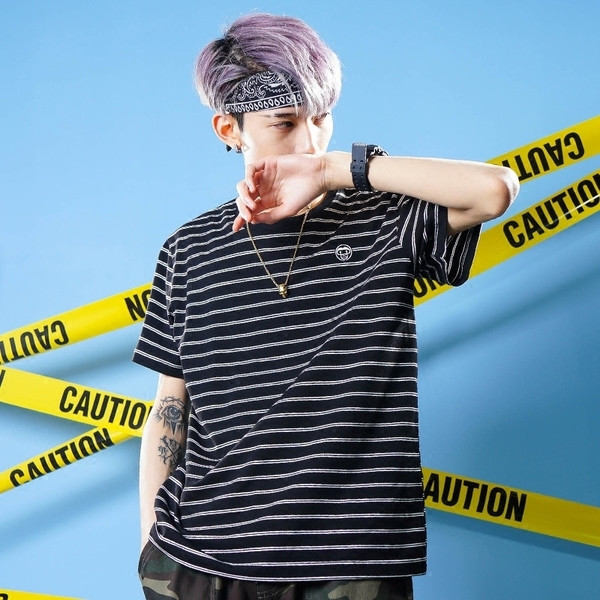 Bluză casual bărbătească în dungi cu mâneci scurte - 4 culori