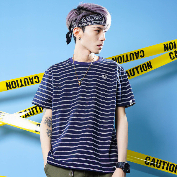 Bluză casual bărbătească în dungi cu mâneci scurte - 4 culori