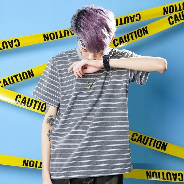 Bluză casual bărbătească în dungi cu mâneci scurte - 4 culori