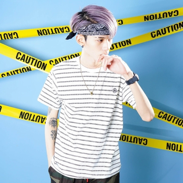 Bluză casual bărbătească în dungi cu mâneci scurte - 4 culori