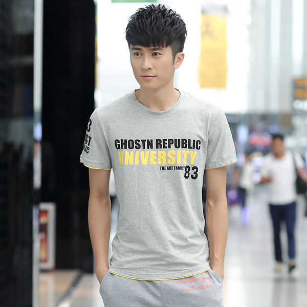 Καλοκαιρινό ανδρικό μπλουζάκι με κοντό μανίκι σε τρία χρώματα με επιγραφή