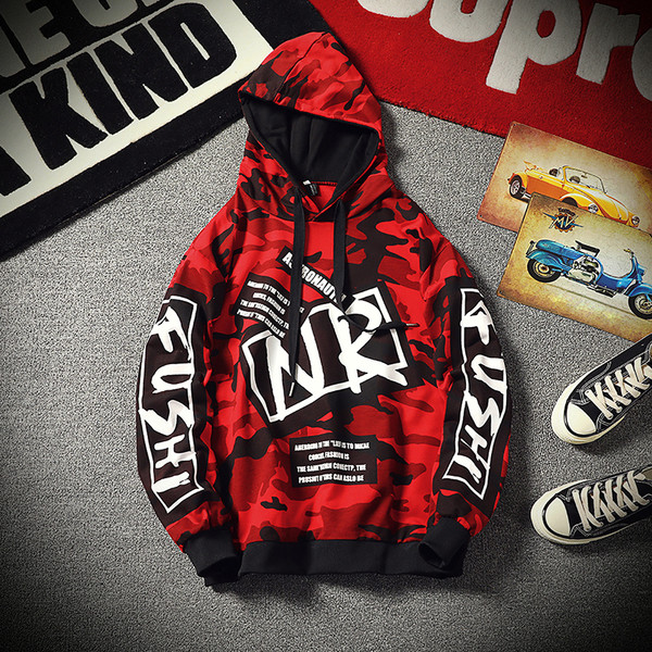 Hanorac de primăvară pentru bărbați cu glugă și inscripții