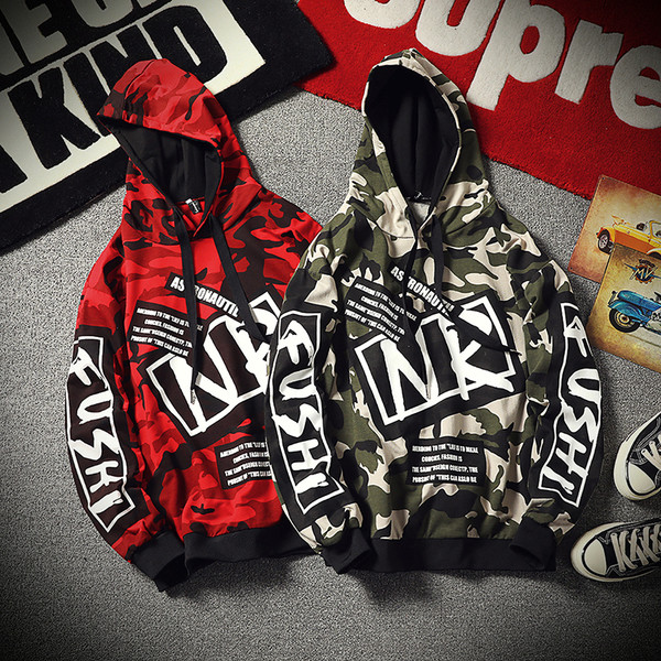 Hanorac de primăvară pentru bărbați cu glugă și inscripții