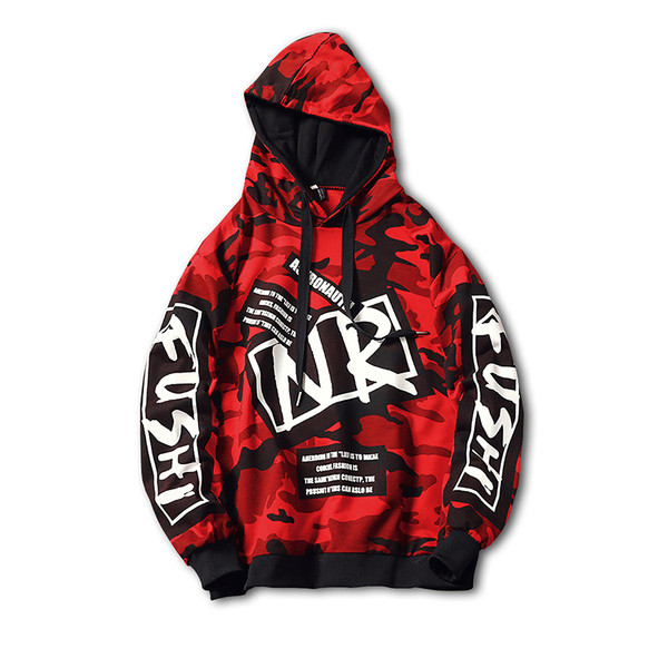 Hanorac de primăvară pentru bărbați cu glugă și inscripții