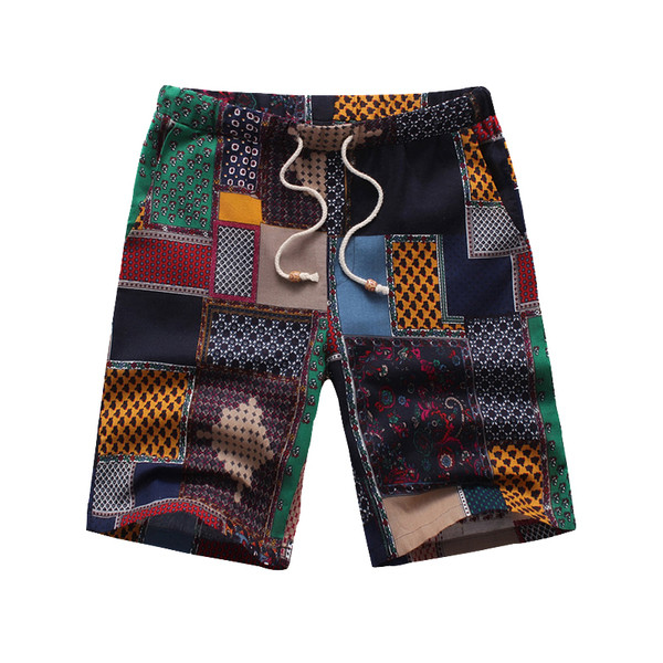 Nyári színű férfi nadrág zsebekkel és nyakkendőkkel