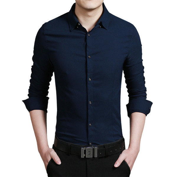 Cămașă elegantă de bărbați pe corp cu guler în mai multe culori