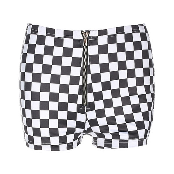 Női kockás rövidnadrág magas derékkal