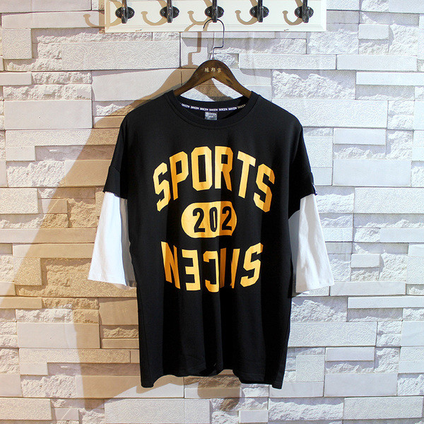 Férfi póló 3/4 ujjal két virággal, felirattal