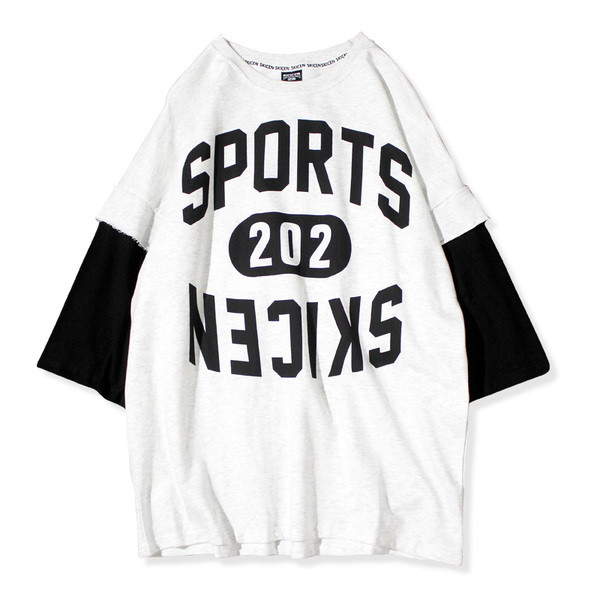 Férfi póló 3/4 ujjal két virággal, felirattal