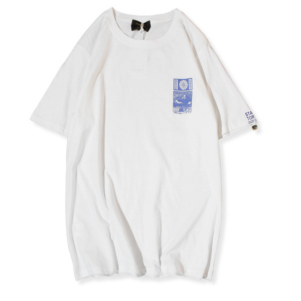 Férfi rövid ujjú póló két színben színes nyomattal