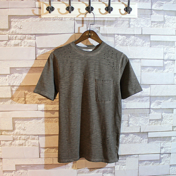 Tricou simplu pentru bărbați, în diferite culori, cu buzunar