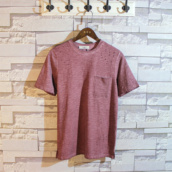 Tricou simplu pentru bărbați, în diferite culori, cu buzunar