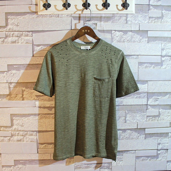 Tricou simplu pentru bărbați, în diferite culori, cu buzunar