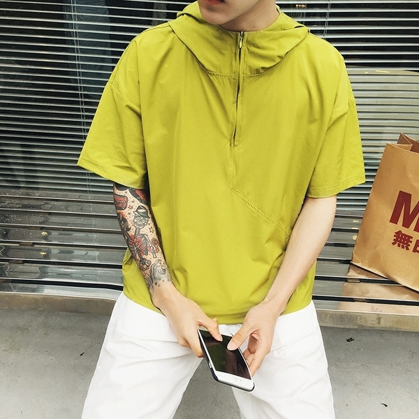 Sport - bluza barbati casual uni cu maneci 3/4 si gluga - 4 culori