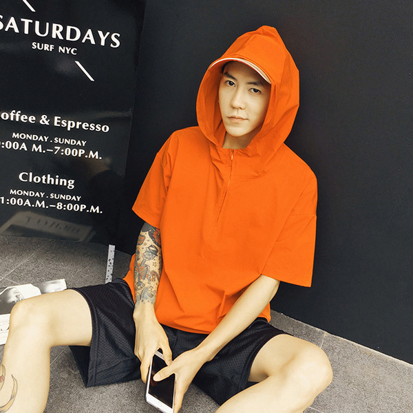 Sport - bluza barbati casual uni cu maneci 3/4 si gluga - 4 culori