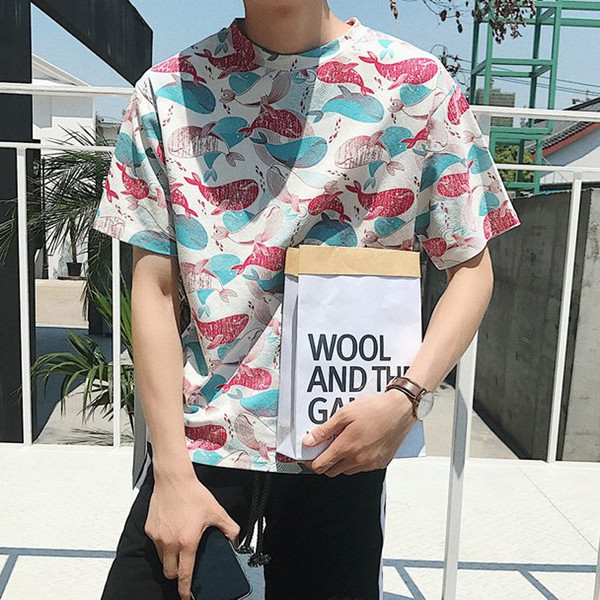 Stílusos férfi blúz, rövid ujjú mintával