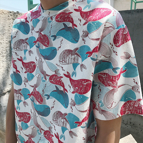 Stílusos férfi blúz, rövid ujjú mintával